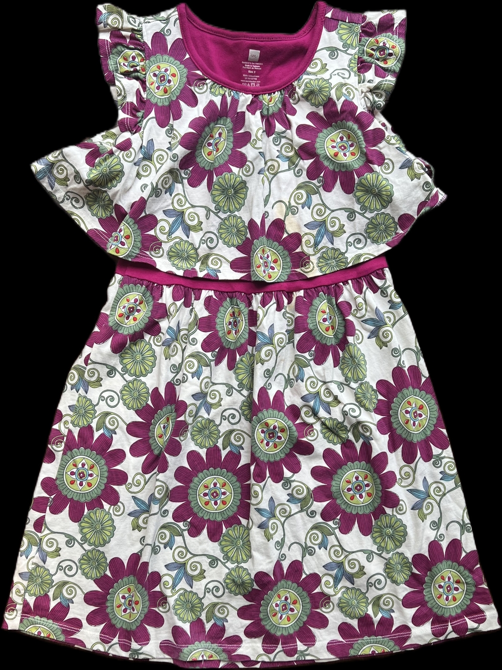 Tea Collection Magenta, Green and Cream Floral Dress
